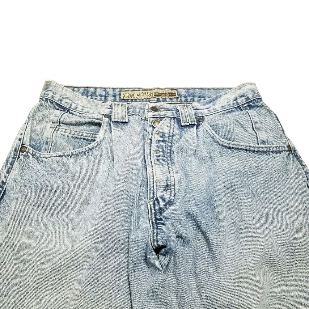Levi's Silvertab Jeans Men Size 34x32 Loose Tapered 1990 Denim HEMMED (33x29.5)